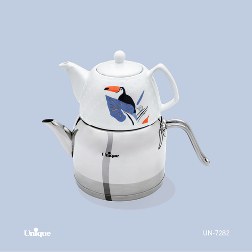 کتری و قوری استیل برند یونیک Unique کد 7282 ظرفیت 2.2 لیتری
