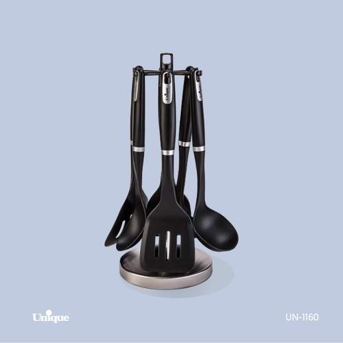 ست کفگیر و ملاقه 7 پارچه یونیک Unique کد 1160 جنس پلاستیکی باکالیتی