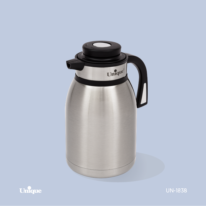 فلاکس استیل 2 لیتری بدون شیشه برند یونیک Unique کد UN-1838 مدل دکمه وسط