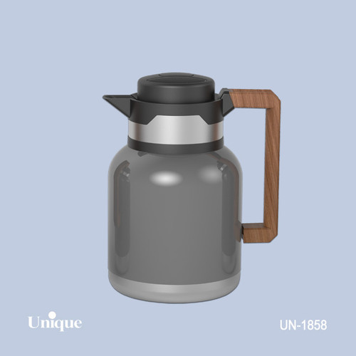 فلاکس استیل 1.5 لیتری بدون شیشه برند یونیک Unique کد UN-1858 دسته طرح چوب