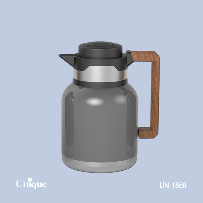 فلاکس استیل 1.5 لیتری بدون شیشه برند یونیک Unique کد UN-1858 دسته طرح چوب