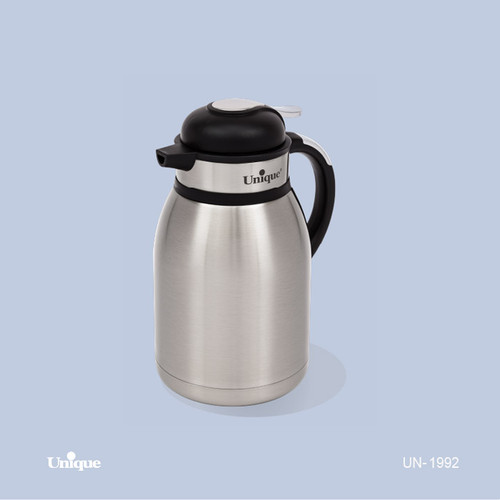 فلاکس استیل 1.5 لیتری بدون شیشه برند یونیک Unique کد UN-1992 مدل دکمه بغل