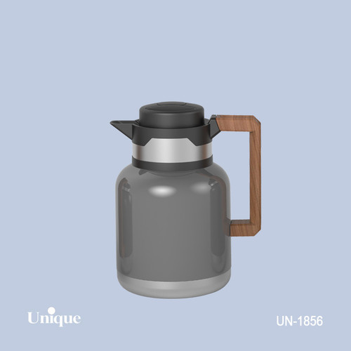فلاکس استیل 1 لیتری بدون شیشه برند یونیک Unique کد UN-1856 دسته طرح چوب