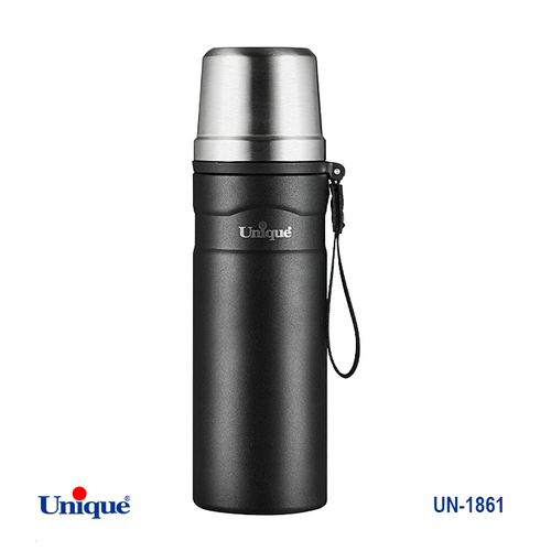 فلاکس استیل 600ML بدون شیشه برند یونیک Unique کد UN-1861 مدل قلمی کوهستانی