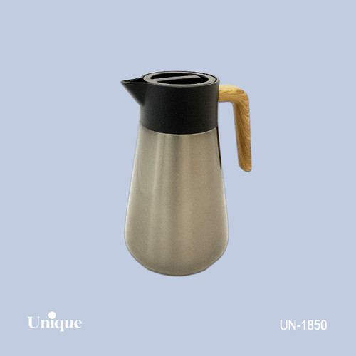 فلاکس استیل 1 لیتری بدون شیشه برند یونیک Unique کد UN-1850 دسته طرح چوب