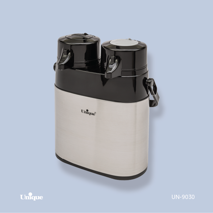 فلاکس دوقلو 1.3 لیتر بدنه استیل برند یونیک Unique کد UN-9030 شیشه دار