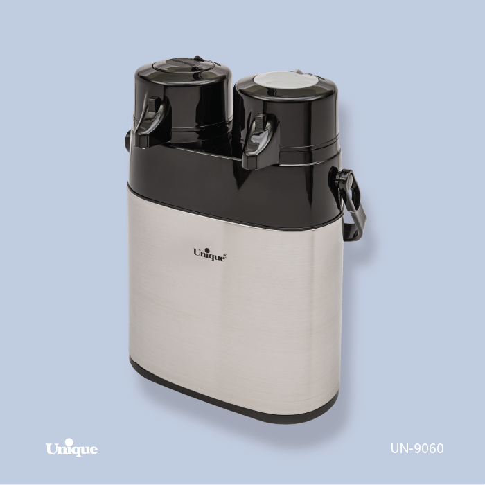 فلاکس دوقلو 1.6 لیتر بدنه استیل برند یونیک Unique کد UN-9060 شیشه دار