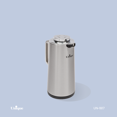 فلاکس 1 لیتر بدنه استیل برند یونیک Unique کد UN-1817 شیشه دار ( طرح ژاپنی )