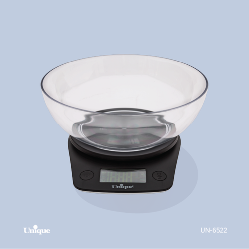 ترازوی آشپزخانه 5 کیلویی برند یونیک Unique کد UN-6522 کاسه پلاستیکی