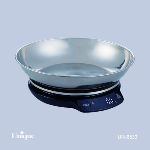 ترازوی آشپزخانه 5 کیلویی برند یونیک Unique کد UN-6533 کاسه استیل