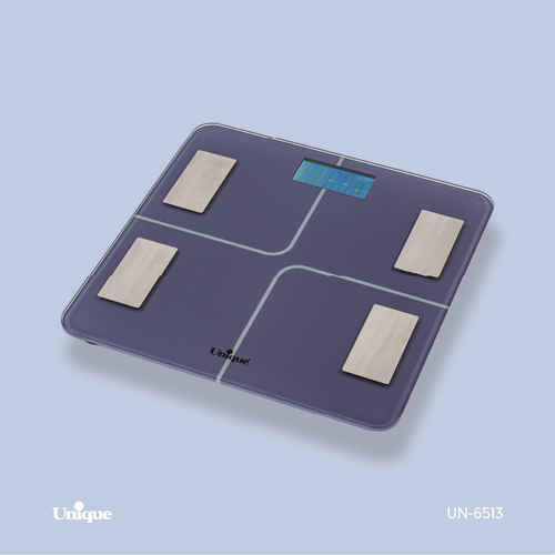 ترازوی حمام برند یونیک Unique کد UN-6513 جنس شیشه ای بلوتوث دار