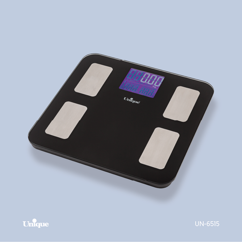 ترازوی حمام برند یونیک Unique کد UN-6515 جنس شیشه ای بلوتوث دار