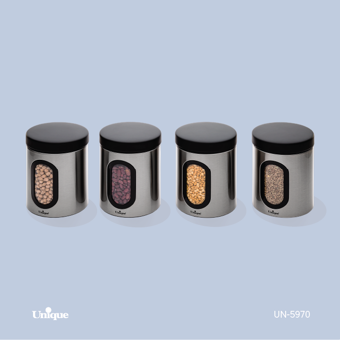 قوطی پنجره دار 1 لیتر برند یونیک Unique کد UN-5970 جنس استیل
