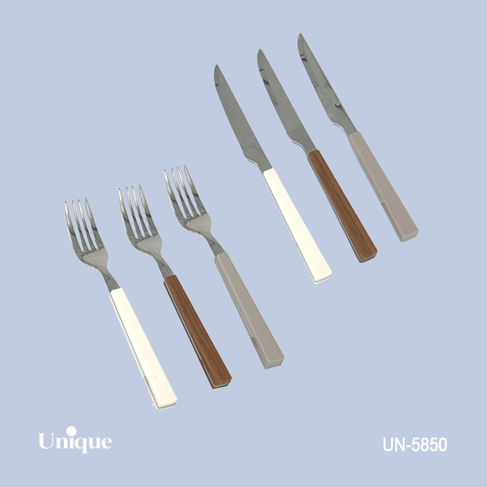 کارد چاقو و چنگال 12 تایی برند یونیک Unique کد UN-5850 مدل دسته لوکس