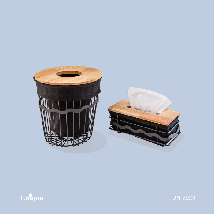 سطل و جای دستمال برند یونیک Unique کد UN-2929 جنس  فلزی