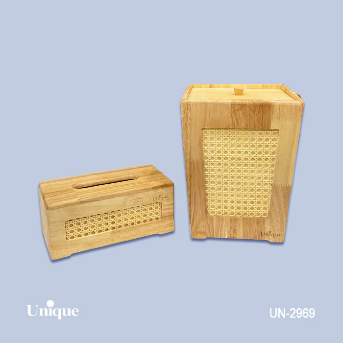 سطل و جادستمال چوبی برند یونیک Unique کد UN-2969 جنس حصیری