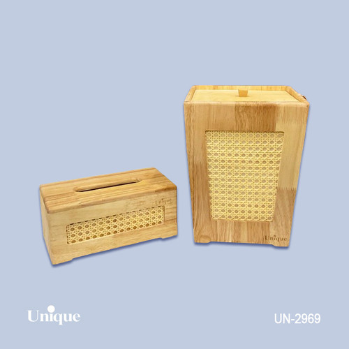 سطل و جادستمال چوبی برند یونیک Unique کد UN-2969 جنس حصیری