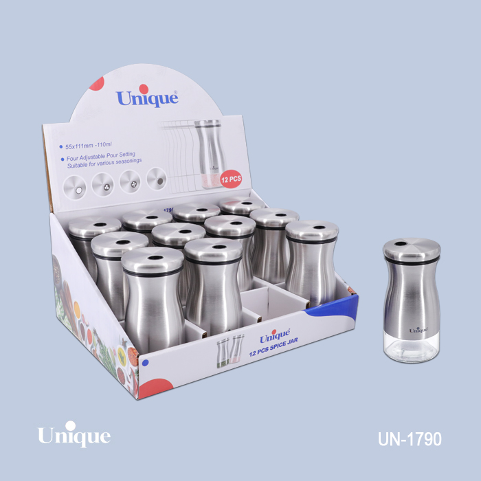 جا ادویه 12 عددی برند یونیک Unique کد UN-1790 جنس شیشه ای