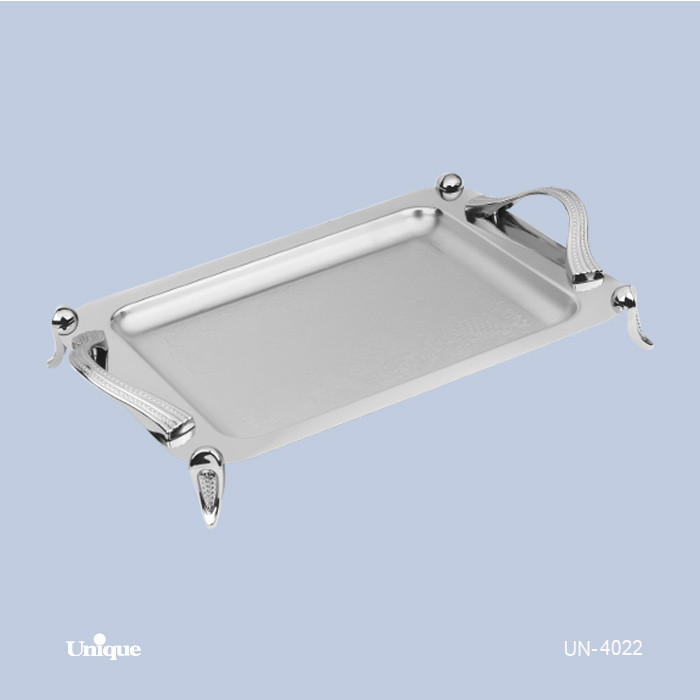 سینی استیل براق سایز بزرگ برند یونیک Unique کد UN-4022 مدل پایه دار