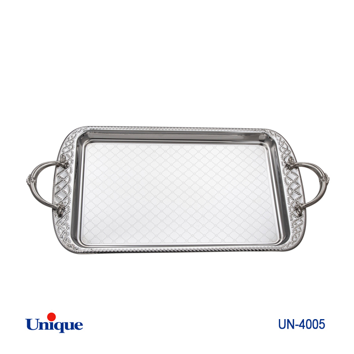 سینی استیل سایز کوچک برند یونیک Unique کد UN-4005 مدل بدون پایه ضخامت ورق 1 میل