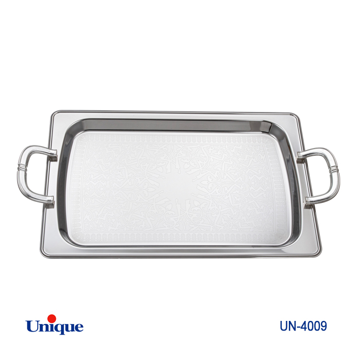 سینی استیل سایز بزرگ برند یونیک Unique کد UN-4009 مدل بدون پایه ضخامت ورق 1 میل