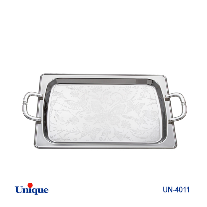 سینی استیل سایز کوچک برند یونیک Unique کد UN-4011 مدل بدون پایه ضخامت ورق 1 میل