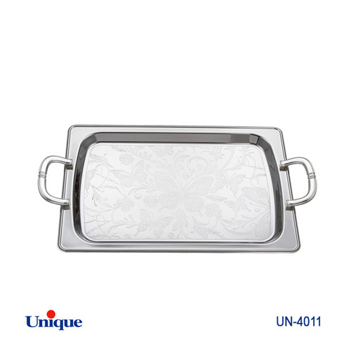 سینی استیل سایز کوچک برند یونیک Unique کد UN-4011 مدل بدون پایه ضخامت ورق 1 میل