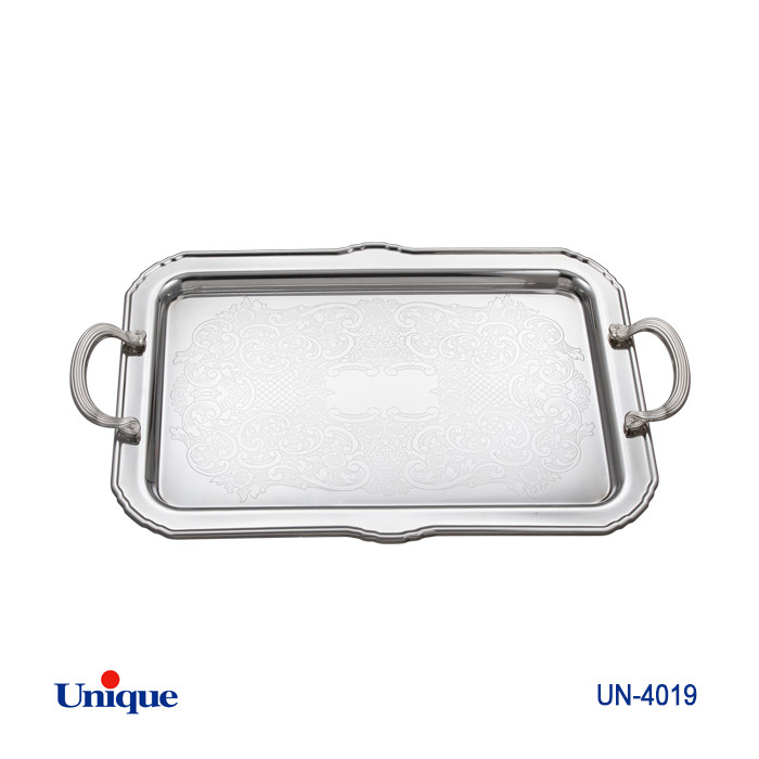 سینی استیل سایز کوچک برند یونیک Unique کد UN-4019 مدل بدون پایه ضخامت ورق 1 میل