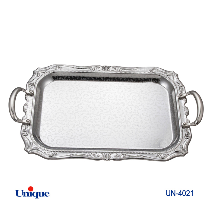 سینی استیل سایز بزرگ برند یونیک Unique کد UN-4021 مدل بدون پایه ضخامت ورق 1 میل