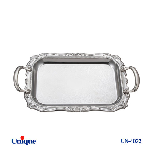 سینی استیل لبه مات سایز کوچک برند یونیک Unique کد UN-4023 مدل بدون پایه ضخامت ورق 1 میل
