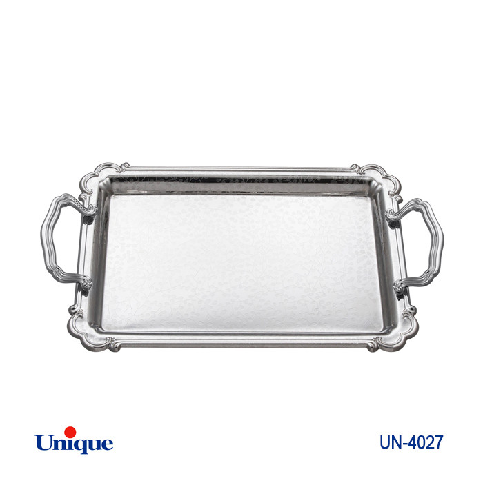 سینی استیل براق سایز کوچک برند یونیک Unique کد UN-4027 مدل بدون پایه ضخامت ورق 1 میل