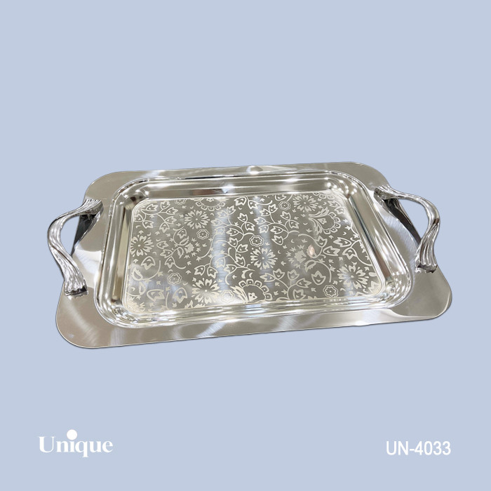 سینی استیل براق سایز بزرگ برند یونیک Unique کد UN-4033 مدل بدون پایه