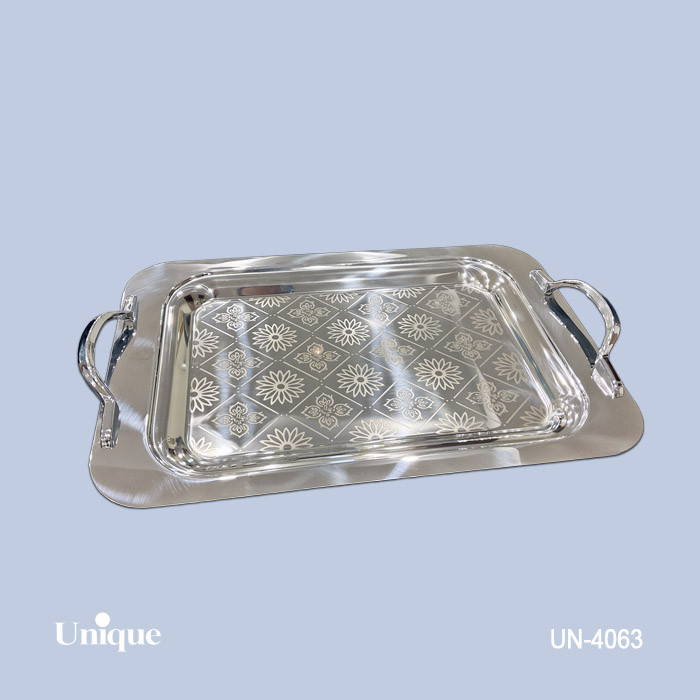 سینی استیل براق سایز بزرگ برند یونیک Unique کد UN-4063 مدل بدون پایه