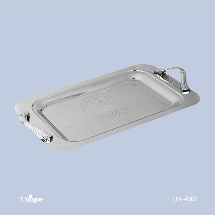 سینی استیل براق سایز بزرگ برند یونیک Unique کد UN-4002 مدل بدون پایه