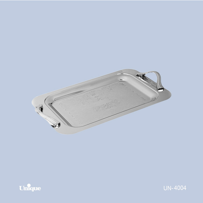 سینی استیل مات سایز کوچک برند یونیک Unique کد UN-4008 مدل بدون پایه