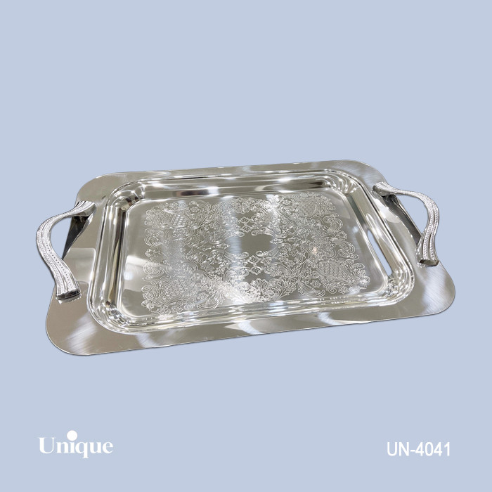 سینی استیل براق سایز بزرگ برند یونیک Unique کد UN-4041 مدل بدون پایه