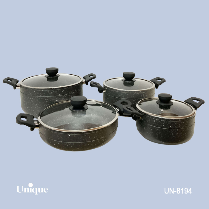 سرویس  قابلمه 8 پارچه برند یونیک Unique کد UN-8194  طوسی گرانیت