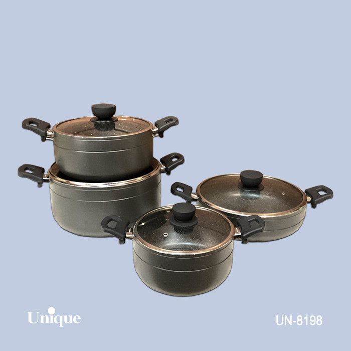 سرویس قابلمه 8 پارچه برند یونیک Unique کد UN-8198 طوسی گرانیت