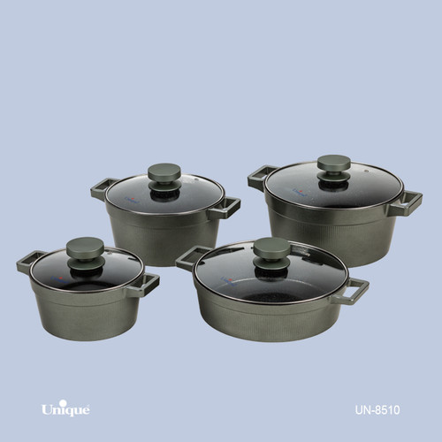 سرویس قابلمه 8 پارچه برند یونیک Unique کد UN-8510 مدل دیاموند رنگ کیهانی گرانیتی