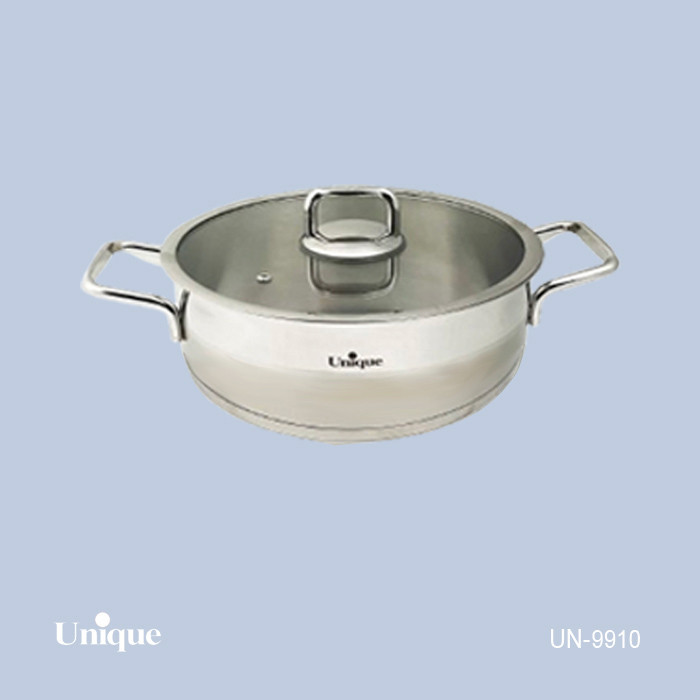 تابه دودسته تک استیل سایز 28 برند یونیک Unique کد UN-9910 در فلت کفی چدنی