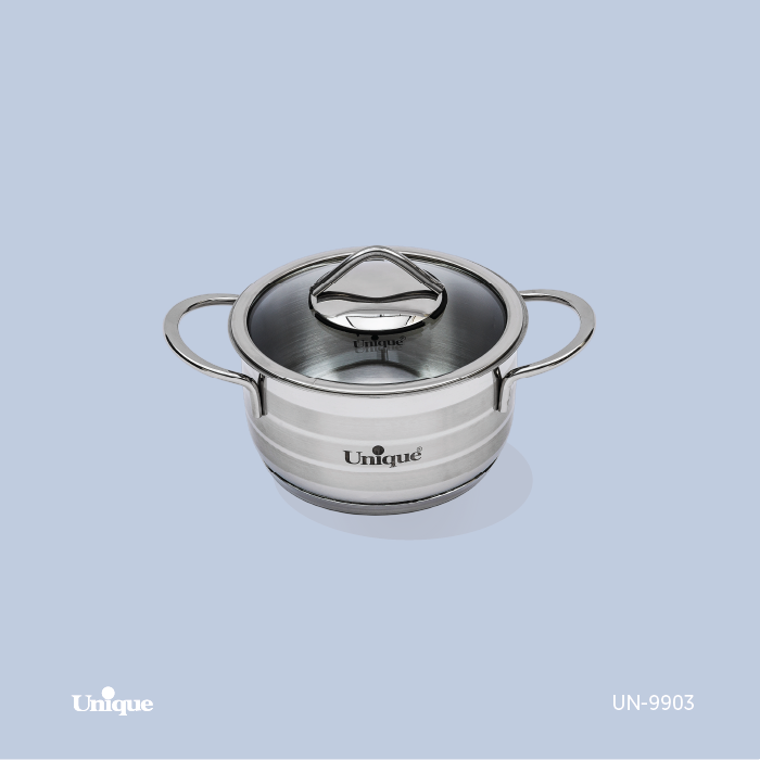 قابلمه تک استیل سایز 16 برند یونیک Unique کد UN-9903 در محدب کفی چدنی