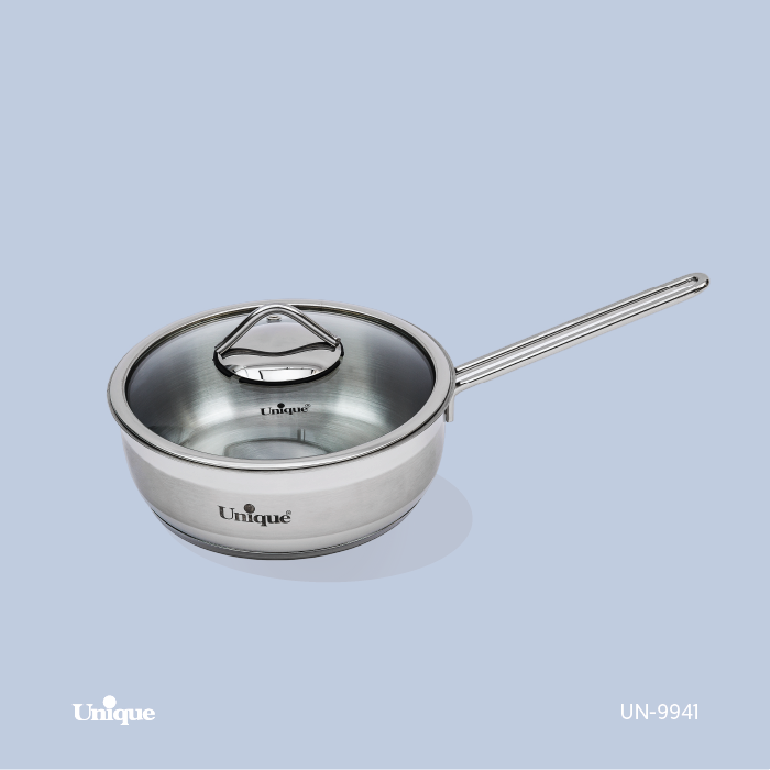 تابه درب دار تک استیل سایز 20 برند یونیک Unique کد UN-9941 کفی چدنی