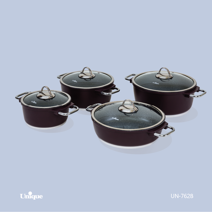 سرویس قابلمه 11 پارچه برند یونیک Unique کد UN-7628 مدل مونیخ رنگ زرشکی
