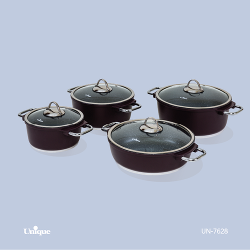 سرویس قابلمه 11 پارچه برند یونیک Unique کد UN-7628 مدل مونیخ رنگ زرشکی