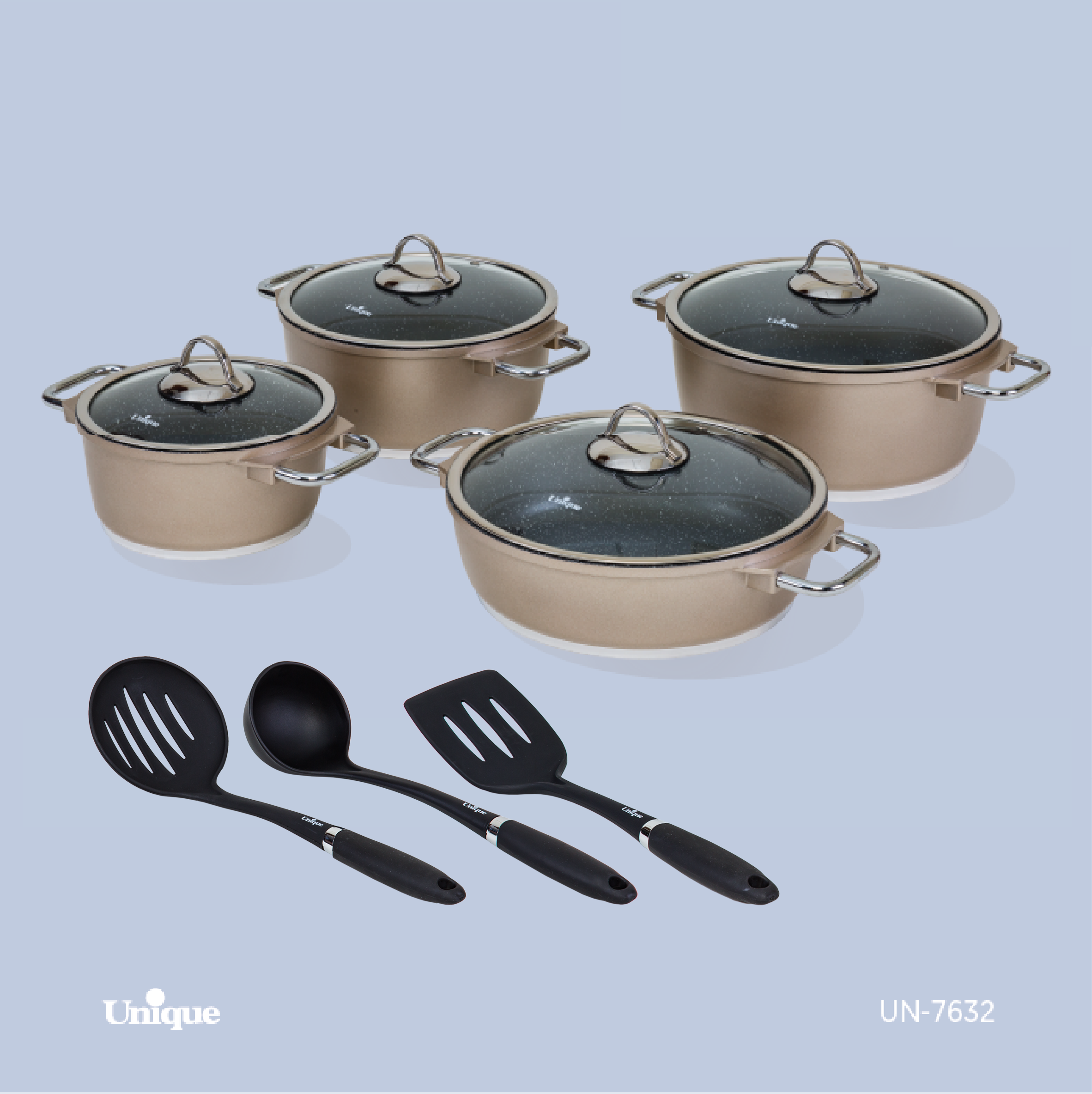 سرویس قابلمه 11 پارچه برند یونیک Unique کد UN-7632 مدل مونیخ رنگ بژ