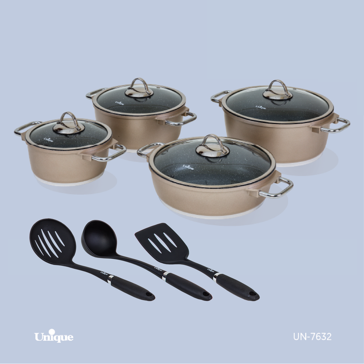 سرویس قابلمه 11 پارچه برند یونیک Unique کد UN-7632 مدل مونیخ رنگ بژ