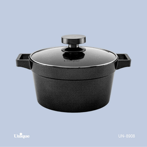 قابلمه تک سایز 28 برند یونیک Unique کد UN-8908 مدل دیاموند دو دسته کف گرانیت