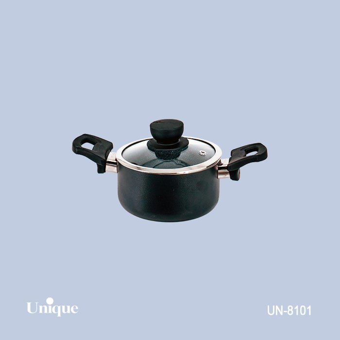 قابلمه تک سایز 14 برند یونیک Unique کد UN-8101 رنگ مشکی داخل گرانیت دسته باکالیتی
