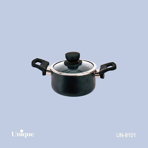 قابلمه تک سایز 14 برند یونیک Unique کد UN-8101 رنگ مشکی داخل گرانیت دسته باکالیتی