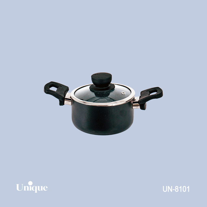 قابلمه تک سایز 14 برند یونیک Unique کد UN-8101 رنگ مشکی داخل گرانیت دسته باکالیتی